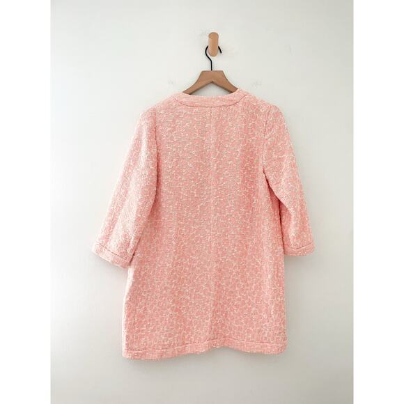 Zara Boucle Overcoat Size Medium Pink Peach Jacquard Shacket Jacket Coat - Picture 9 of 12